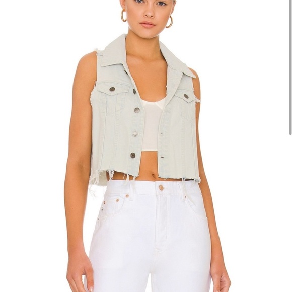 SHOW ME YOUR MUMU Valdosta Vest Cropped Denim Sky Mist Small - Picture 1 of 7